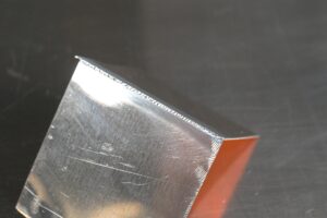 Thin copper sheet welded close view