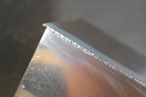 Thin copper sheet weld seam