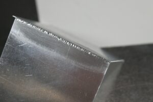 Very thin aluminum sheet welded in detail